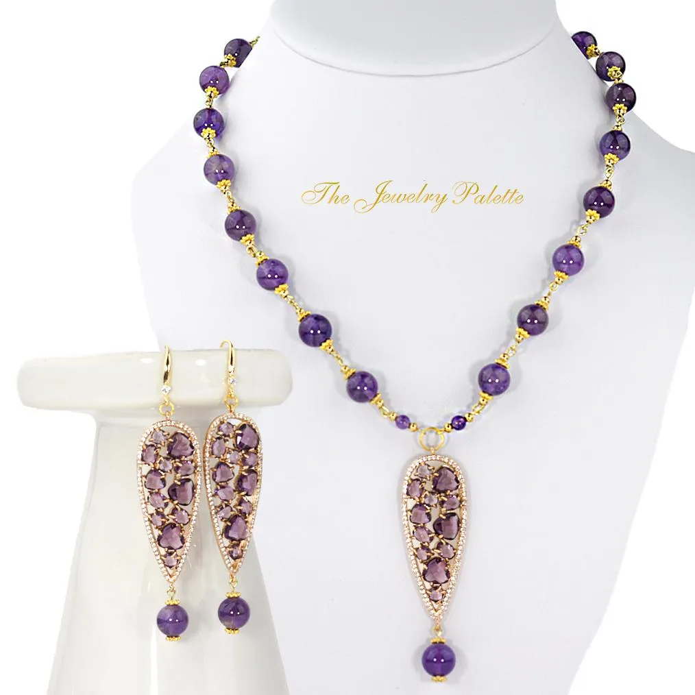 Simra amethyst necklace and earrings