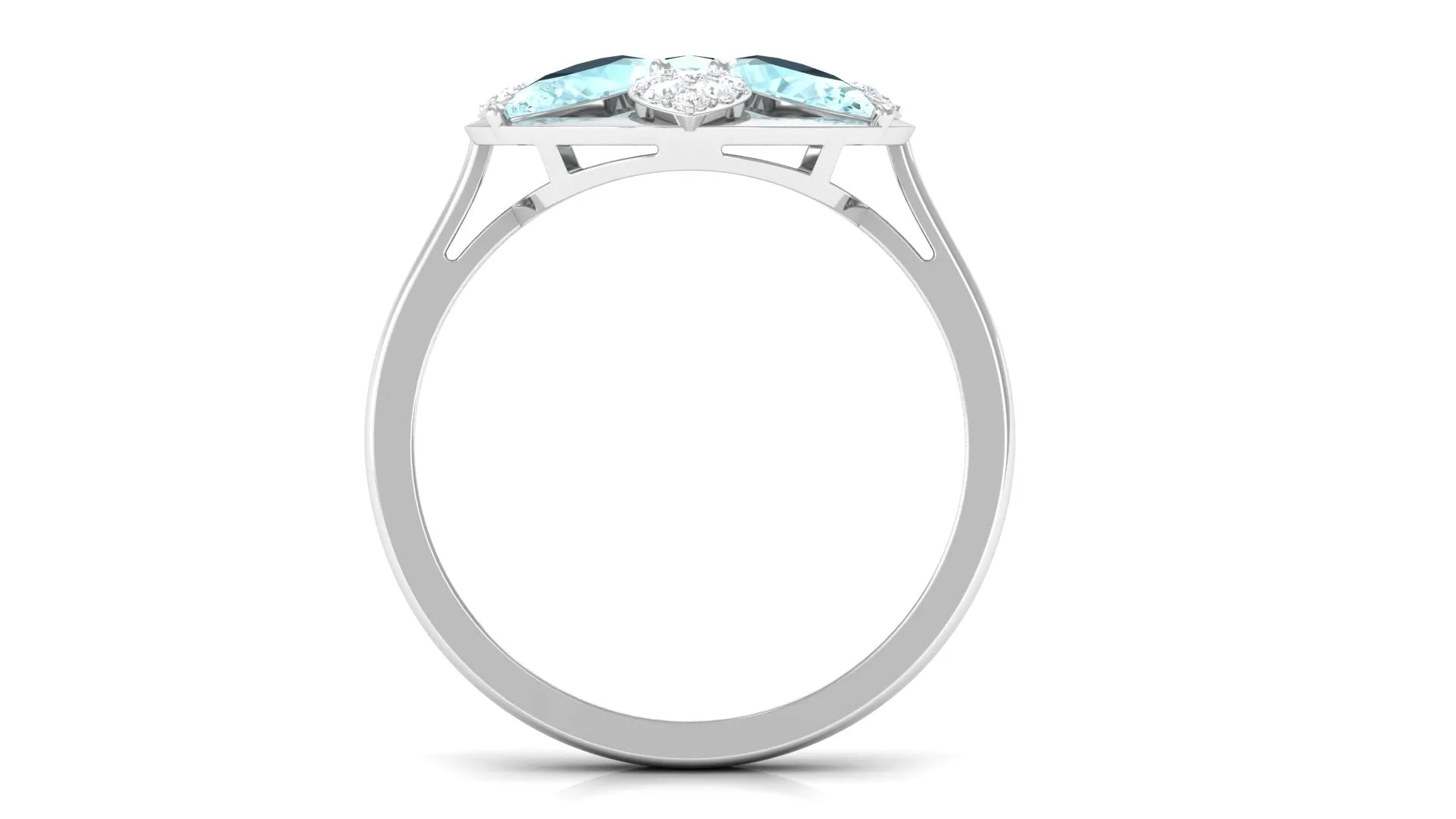 Sky Blue Topaz and Diamond Floral Cocktail Ring