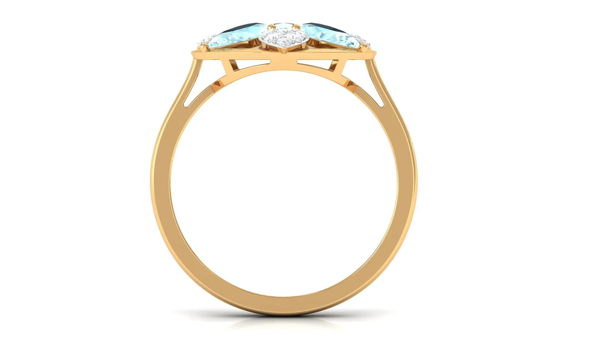 Sky Blue Topaz and Diamond Floral Cocktail Ring