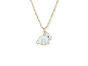 Small Bunny Pendant with Rainbow Moonstone