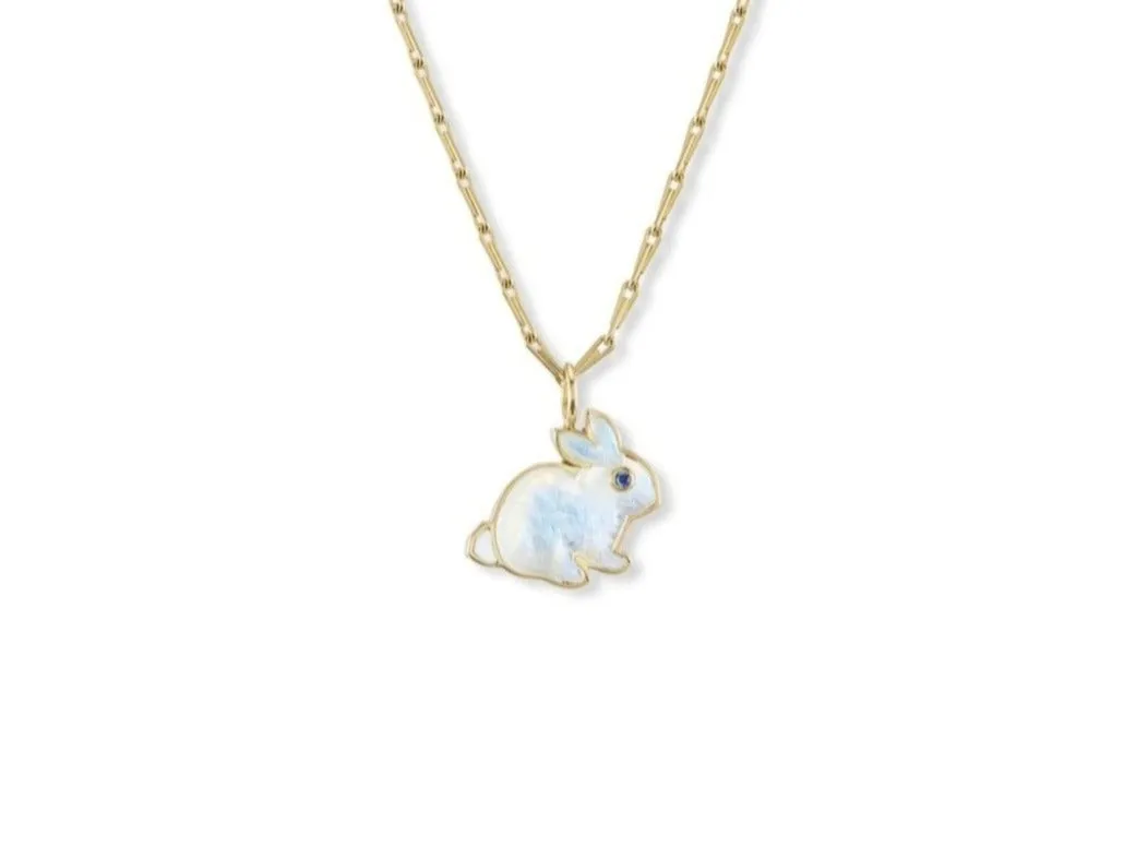 Small Bunny Pendant with Rainbow Moonstone
