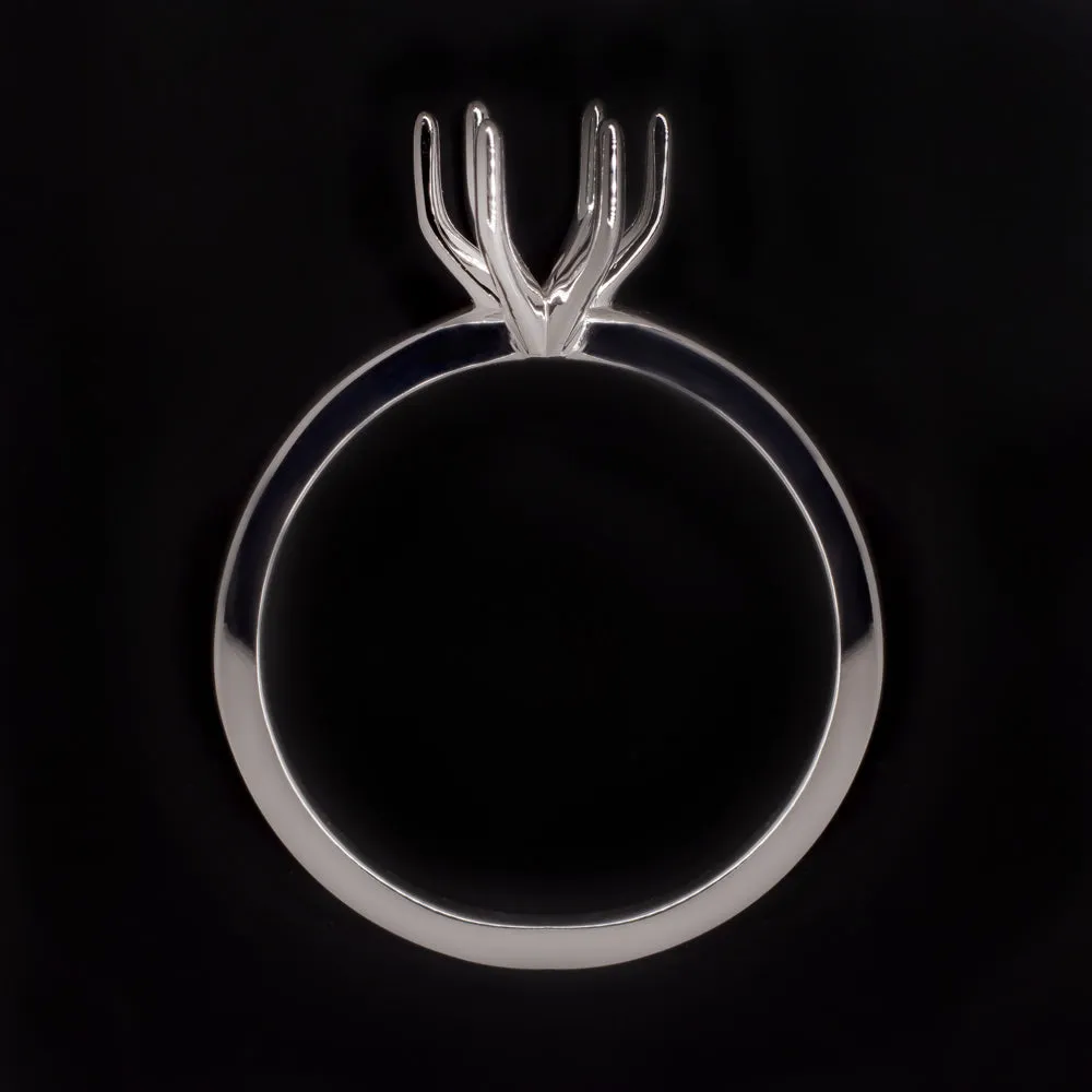 SOLITAIRE ENGAGEMENT RING SETTING 6.3mm 6 PRONG ROUND CUT WHITE GOLD SEMI MOUNT
