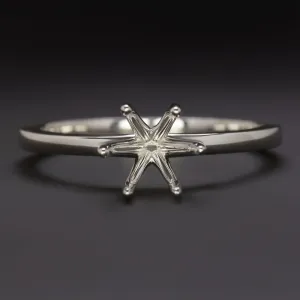 SOLITAIRE ENGAGEMENT RING SETTING 6.3mm 6 PRONG ROUND CUT WHITE GOLD SEMI MOUNT