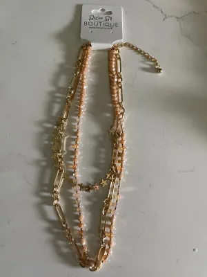 Stars, Chain Link & Beaded Necklace