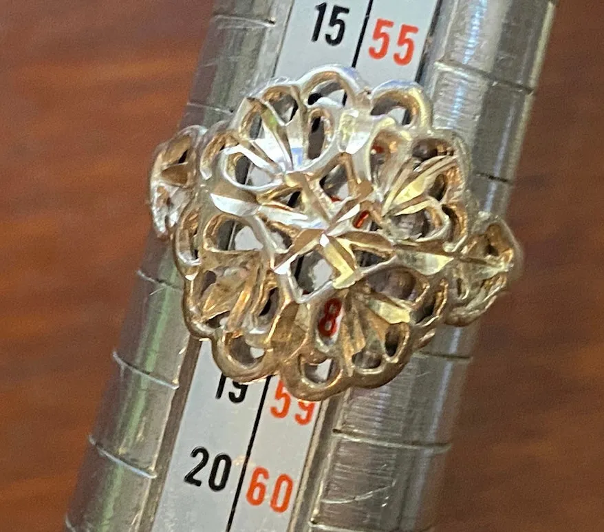 Sterling Silver 925 Filigree Open Work Ring Sz 8