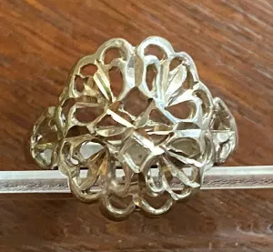 Sterling Silver 925 Filigree Open Work Ring Sz 8