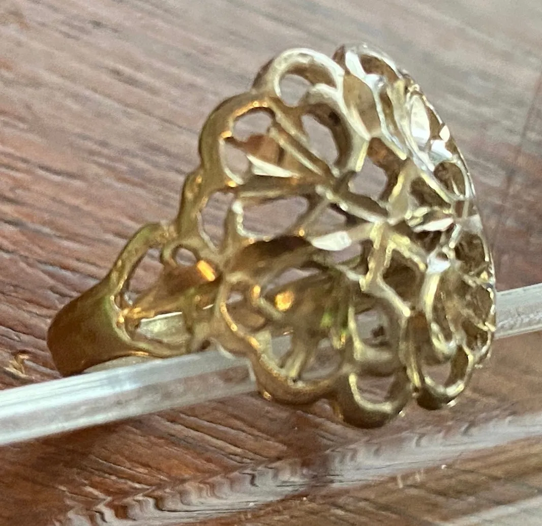 Sterling Silver 925 Filigree Open Work Ring Sz 8