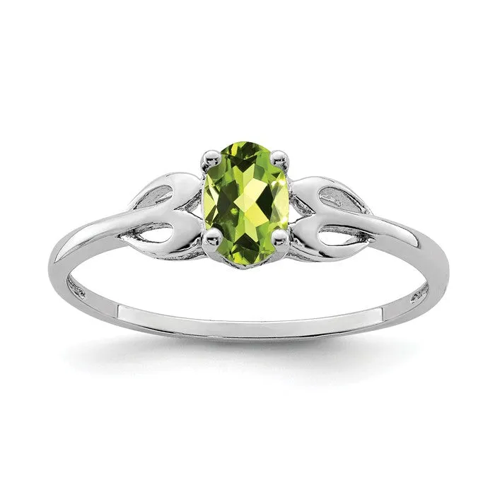 Sterling Silver Genuine Peridot Heart Design Ring