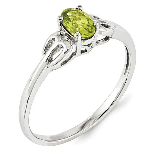 Sterling Silver Genuine Peridot Heart Design Ring