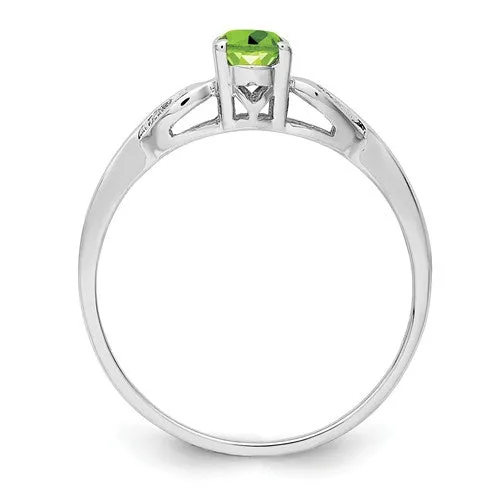 Sterling Silver Genuine Peridot Heart Design Ring