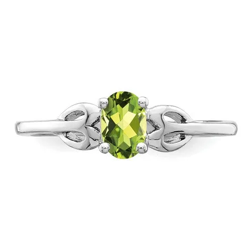 Sterling Silver Genuine Peridot Heart Design Ring