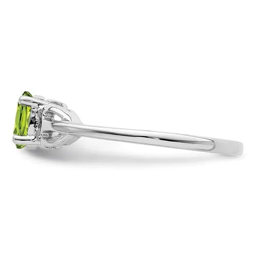 Sterling Silver Genuine Peridot Heart Design Ring