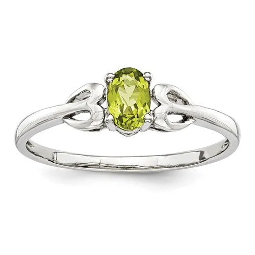 Sterling Silver Genuine Peridot Heart Design Ring