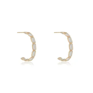Suhaani Rainbow Moonstone Hoops, 18k Gold
