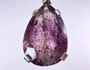 SUPER SEVEN Quartz AMETHYST Crystal Pendant - Sterling Silver, Teardrop - Fine Jewelry, Healing Crystals and Stones, 54125