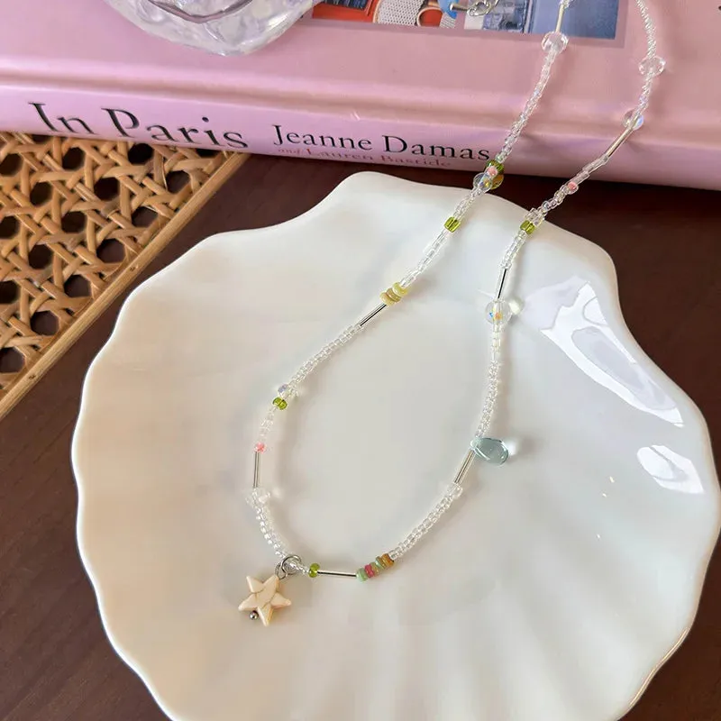 TAVIMART  -  Colorful Star Drop Beaded Necklace Women's 2024 New Clavicle Chain Accessories