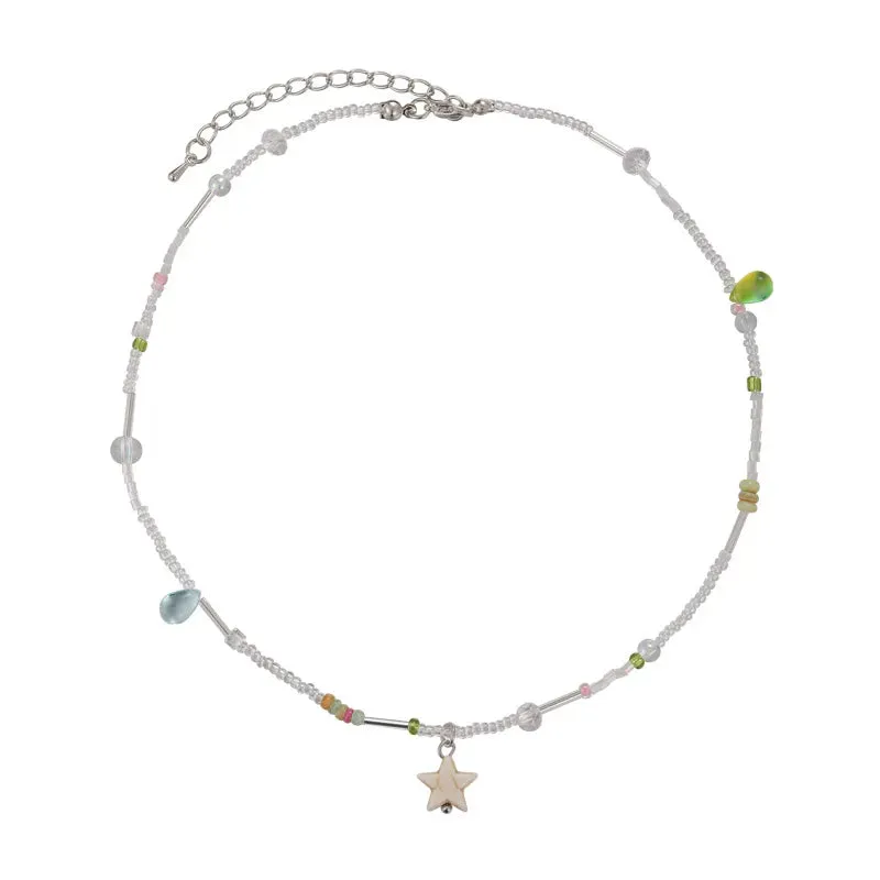 TAVIMART  -  Colorful Star Drop Beaded Necklace Women's 2024 New Clavicle Chain Accessories