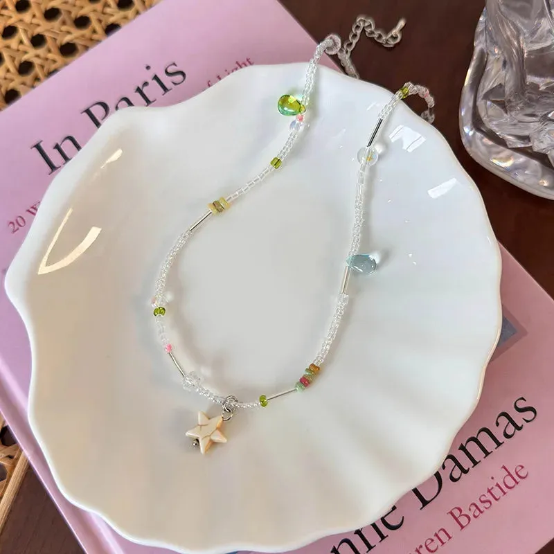 TAVIMART  -  Colorful Star Drop Beaded Necklace Women's 2024 New Clavicle Chain Accessories