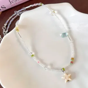 TAVIMART  -  Colorful Star Drop Beaded Necklace Women's 2024 New Clavicle Chain Accessories