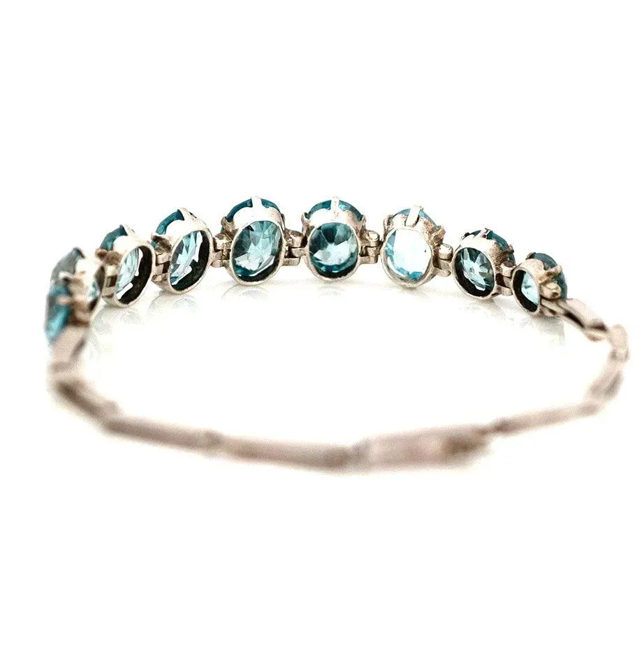 Vintage 1930s Zircon 9ct White Gold Bracelet