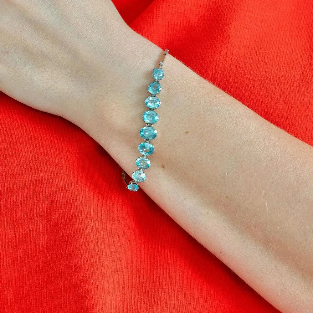 Vintage 1930s Zircon 9ct White Gold Bracelet