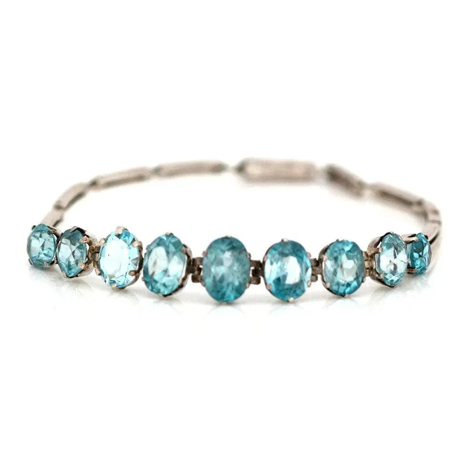 Vintage 1930s Zircon 9ct White Gold Bracelet