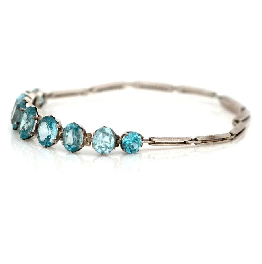Vintage 1930s Zircon 9ct White Gold Bracelet