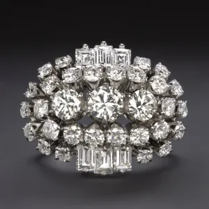 VINTAGE DIAMOND PLATINUM COCKTAIL RING 2.60ct F-G VS 11.6gm BIG STATEMENT ESTATE