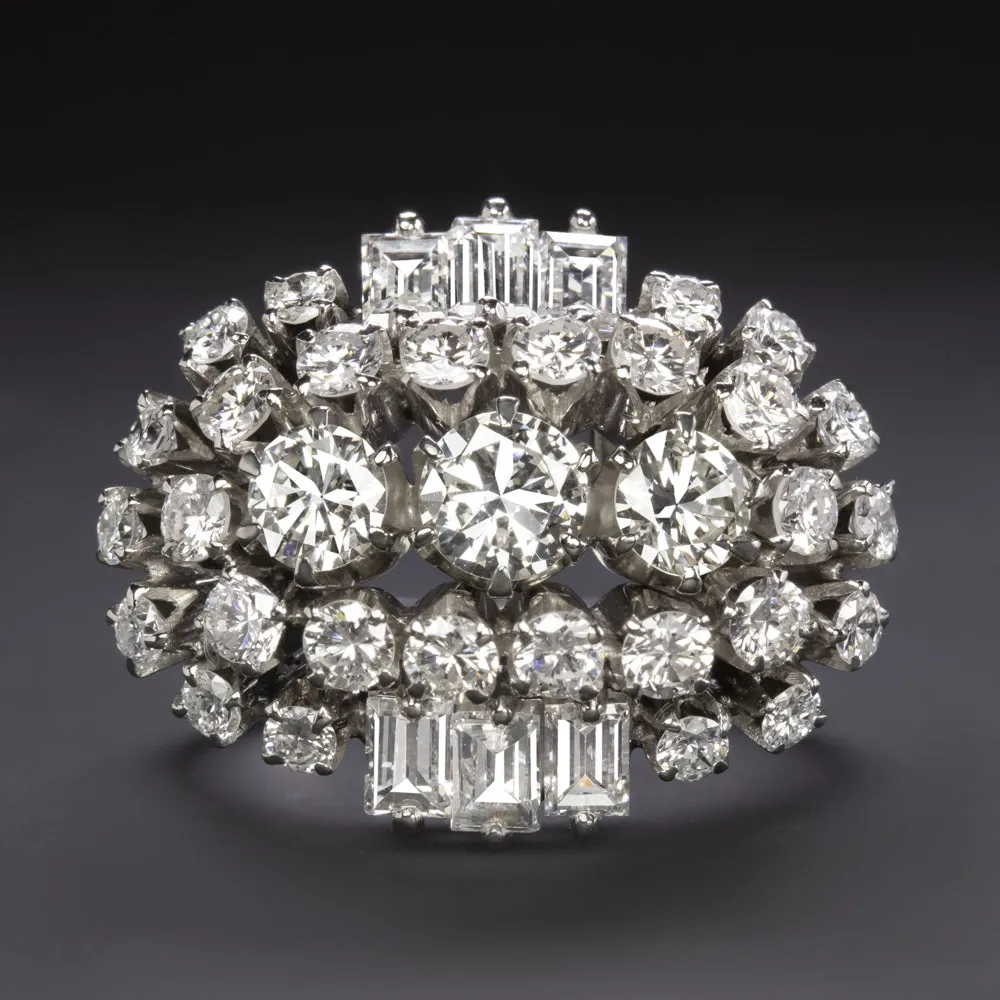 VINTAGE DIAMOND PLATINUM COCKTAIL RING 2.60ct F-G VS 11.6gm BIG STATEMENT ESTATE