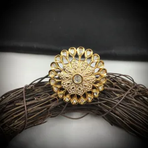 White Kundan Cocktail Adjustable  Ring 10551-6199