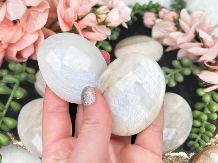 White Moonstone Palm Stones