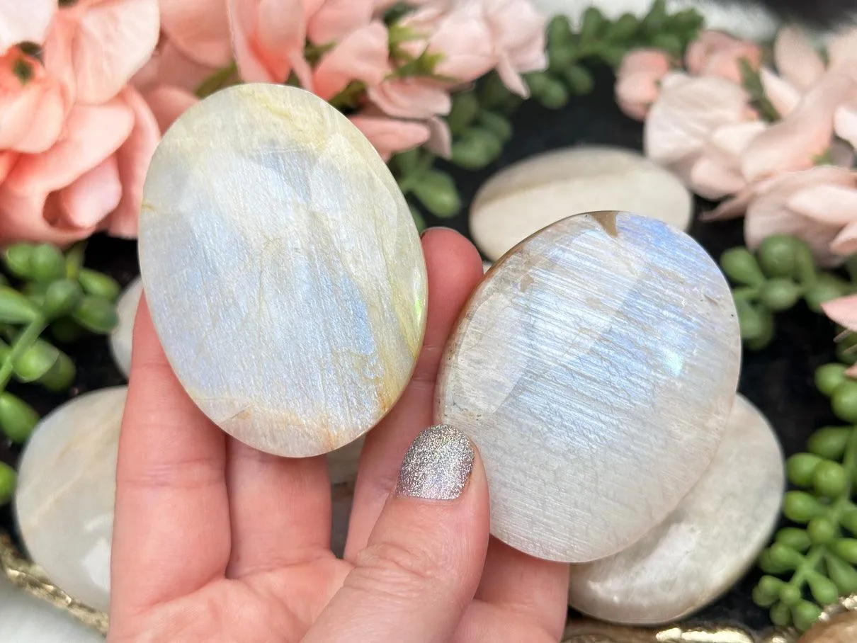 White Moonstone Palm Stones