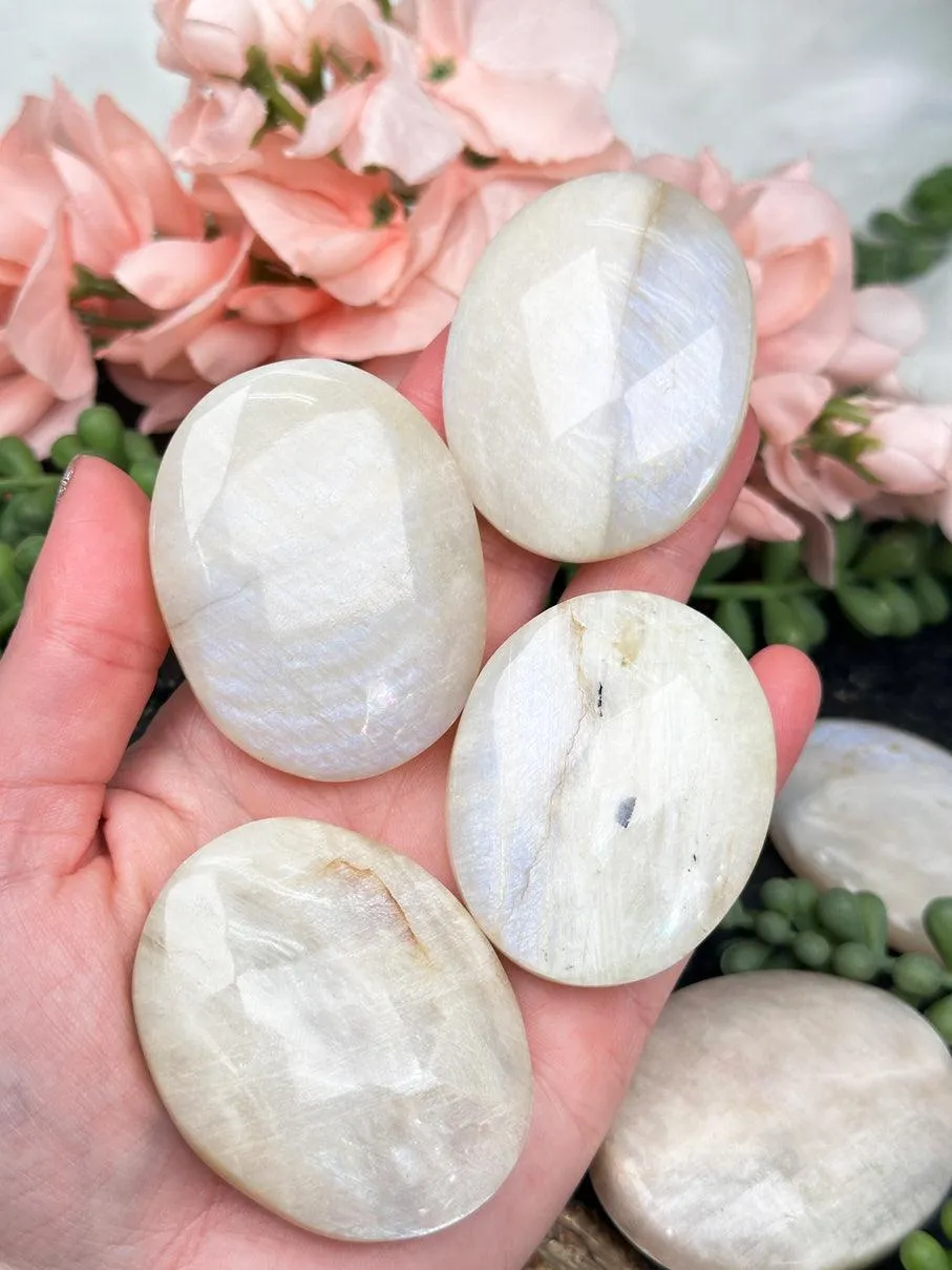 White Moonstone Palm Stones
