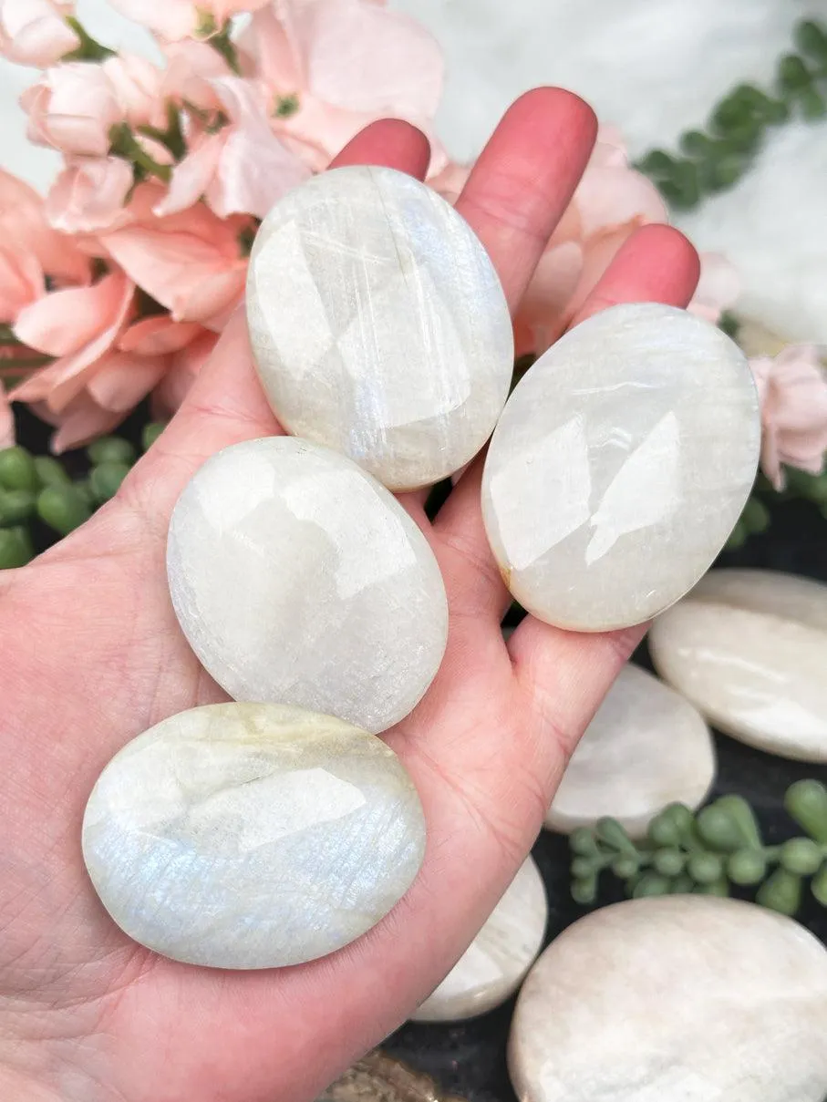 White Moonstone Palm Stones