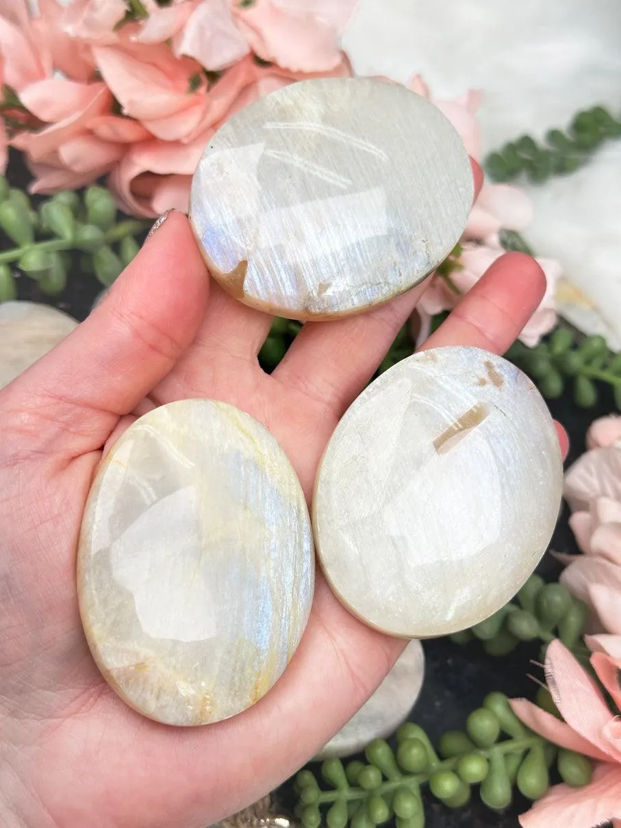 White Moonstone Palm Stones